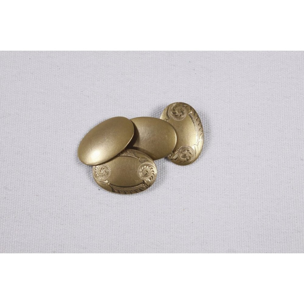 Vintage gold toned cufflinks with engraved decoration, oval cuff links classic - Picture 2 of 8